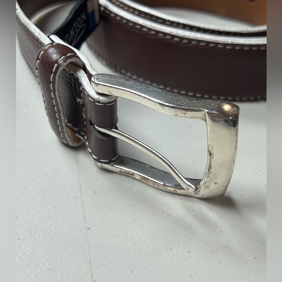 Brighton Hand Made in USA Men’s Size 44 Brown Leather Designer Belt Pebble - Picture 3 of 15